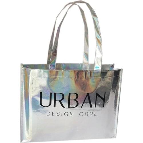 Wholesale 5000pcs/lot 30Hx40x10cm gold laser promotional non woven shopping bag/custom printed logo tote reusable shopping bags