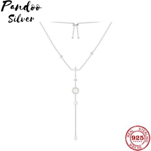 Fashion Charm Sterling Silver Copy 1:1 Copy,Silver Mother Of Pearl Necklace With Pearl Women 2021 Jewelry Gift With Logo