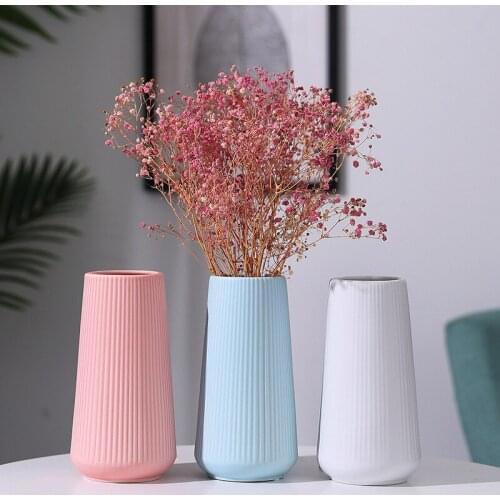 Simple Ceramic Vase Nordic Creative Living Room Color Dryer Origami Dried Floral Home Decoration Ornaments Pink White Blue
