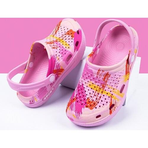 Fashion Print Graffiti Rubber Woman Sandals Non-slip Casual Beach Sandalias Summer Garden Shoe Clogs for Women Pink Slides