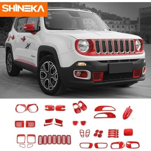 SHINEKA ABS Car Front Grille Head Tail Light lamp Door Handle Body Complete Set Decorative Stickers For Jeep Renegade 2016-2018
