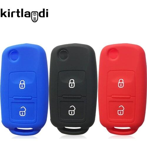 2 Button Silicone Key Cover Holder Shell for VW Golf Polo Passat Caravelle Touran for Skoda Octavia A5 Fabia Car Key Case Skin