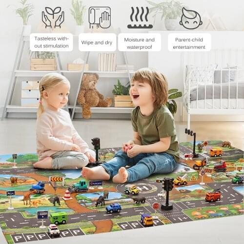 Simulated City Map Non-Woven Fabric Waterproof Pad Children Cognition Training Toy Large Size Game Pad City Landscapes Map Pad