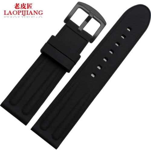Waterproof sports rubber watch strap 22mm 24mm with stainless steel buckle for bussniss and gentleman bracelets watchband