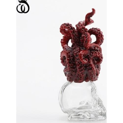 WU CHEN LONG Nordic Abstract Cute Octopus Glass Bottle Art Sculpture Animal Statue Resin Craft Home Decor Britbday Gift R6152