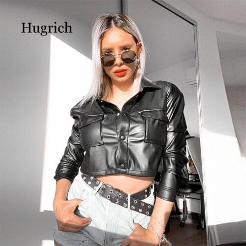 Black Faux Leather Women Autumn Vintage Elegant Coats Ladies Pu Harajuku Punk Style Thin Fashion Overcoat