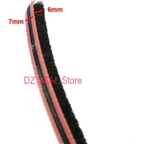10m x 7mm x 6mm high quality black sliding window door gaskets brush seal strip silent weatherstrip the cloth in the middle