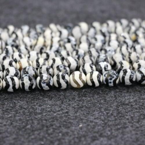 10mm 38pcs/lot, TOP Quality ! Black Wave Handmade Loose Spacer Round Strand Stone Beads Bracelet DIY Jewelry Making