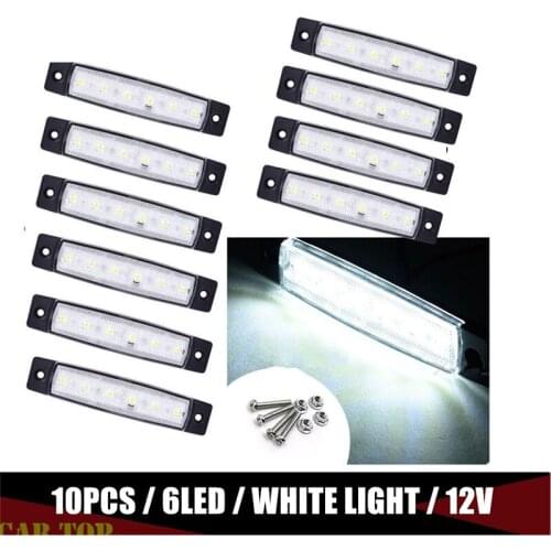 10PCS White LED Marker Light Taillight Indicator Side Marker Light Trailer Van Wagon Bus 12V 6SMD Side Sign