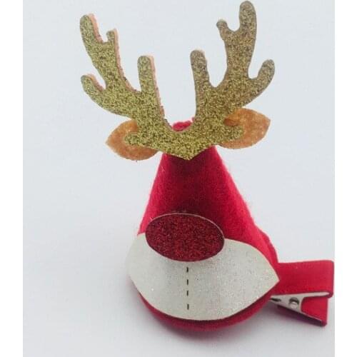 10pcs Fashion Cute Glitter Pom Pom Party Hat XMAS Hairpins Reinder Cap New Year Hair Clips Princess Headwear Hair Accessories