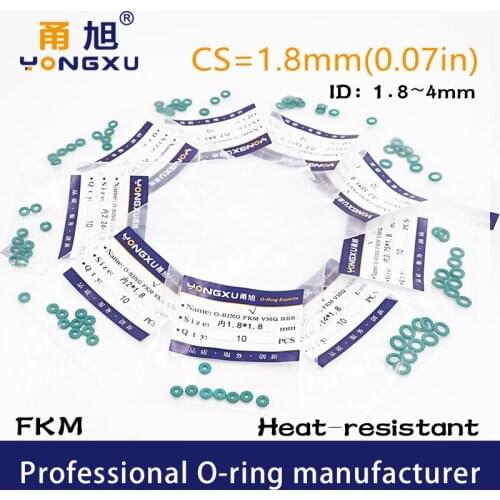 15PCS/lot Green FKM Rubber O-rings Seals CS1.8mm Thickness ID1.8/2/2.24/2.5/2.8/3.15/3.55/3.75/4*1.8mm ORings Seal Gasket Washer