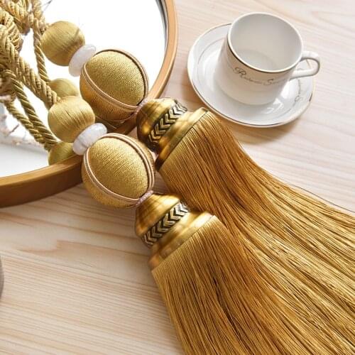 2Pcs Curtain Tieback Hanging Ball Tassel Brush Straps Lashing Bind Ropes Belt Curtain Accessories Clasp Tie Tape Back Decor