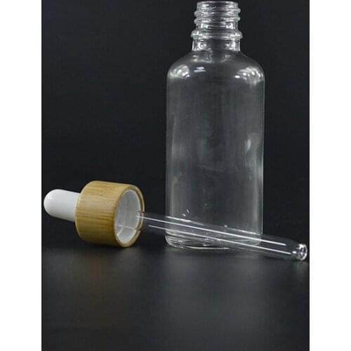 264pcs*50ml Clear essential oil bamboo dropper glass bottle E liquid/Eye Cream/Cosmetics Packing bottles with bamboo lid