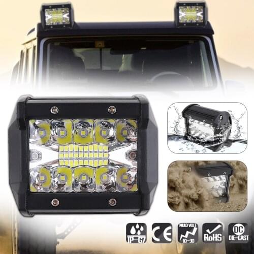 4 Inch 60W 8000LM LED Car Work Light with Two Rows Light Bars Worklight Offroad Light Lamp for Pickup Wagon SUV ATV Truck