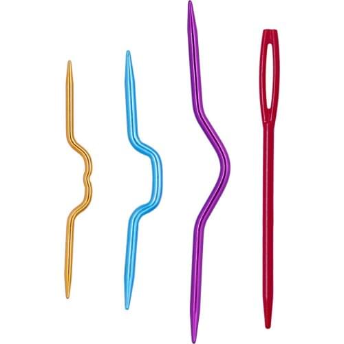 4Pcs/lot Aluminum Curved Crochet Hooks Knitting Needles for Scarf Sweater Twist Weaving Knitting Tool Sewing Accessories