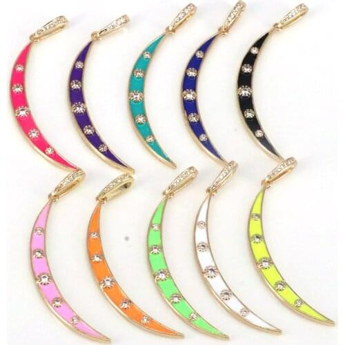 5Pcs Enamel Colorful Crescent Moon Charms Trendy Dainty Pendants Diy Necklace Jewelry Charms Accessory