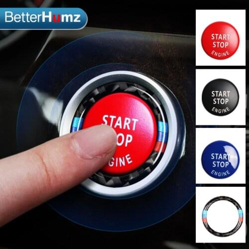 ABS Car Engine Start Stop Button Cover Carbon Fiber Ring M Stripe Decoration Circle Auto Sticker For BMW E90 E92 E93 Accessories