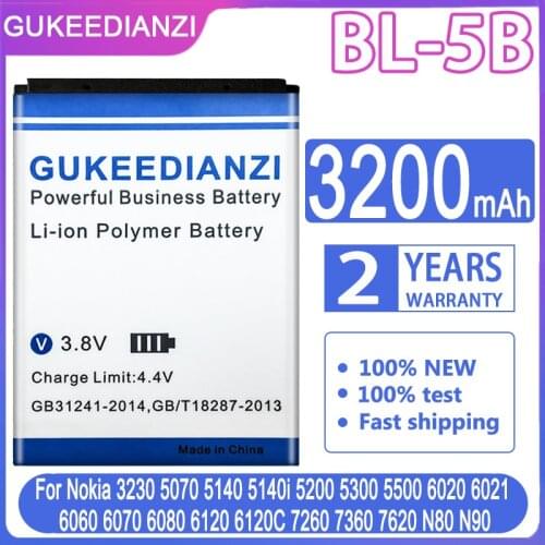 BL-5B 3100mAh Battery For Nokia 3230 5070 5140 5140i 5200 5300 5500 6020 6021 6060 6070 6080 6120 6120C 7260 7360 7620 N80 N90