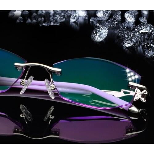 Diamond Glasses Rimless Glasses Female Models of Pure Titanium Rimless Glasses, Customized Product Prescription Glasses 115