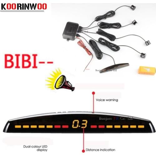 Koorinwoo LED display Car Parking Sensors 4 Radars Automobile Jalousie Parkmaster Car-detector Parktronic Alarm Black white Grey