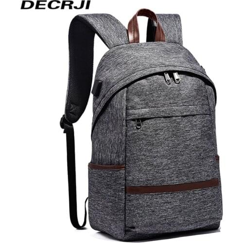 DECRJI Fashion Mens Backpack Multifunction USB Charging Mochila Masculina Escolar Back Pack Men Travel Bag Unisex School Bags