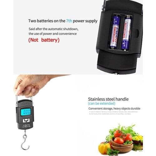 1Pc 50Kg / 110lb Digital Portable Luggage Scale hand Electronic Scale Tool Kitchen Scale P5I4