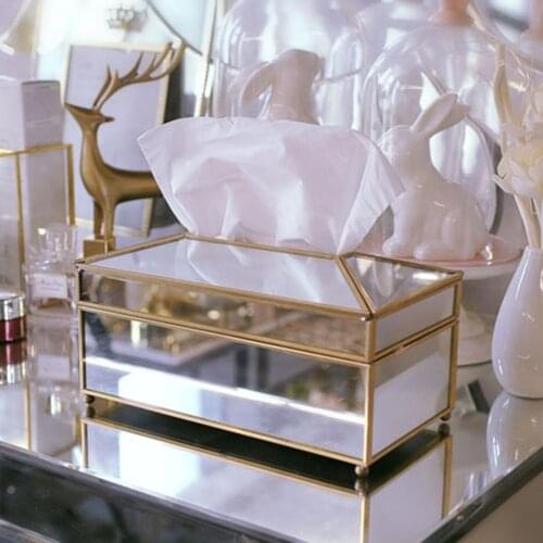 European creative glass tissue box simple living room household tissue box Nordic luxury light luxury napkin tray #CW
