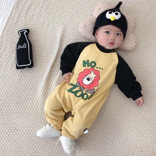 Internet Celebrity Yellow Lion Cotton Baby Bodysuit Spring and Autumn 6 Month Old Baby Climbing Suit