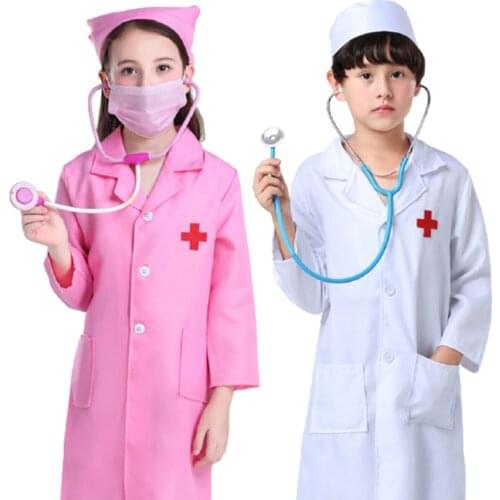 Halloween Cosplay Costume Children Surgical Uniform Surgical Toy Kid Hospital Cross Veterinary Gown Girl Boy Carnival Party Wear