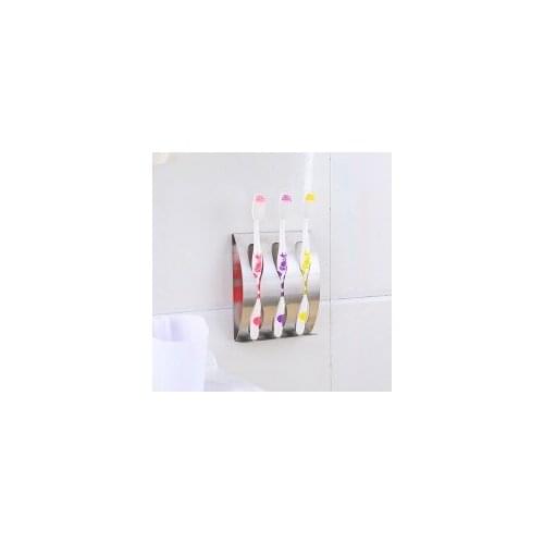 Creative stainless steel punching, sticking and hanging metal toothbrush holder
