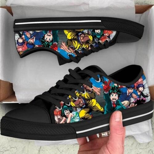 ELVISWORDS Japan Anime My Hero Academia Todoroki Shoto Pattern Casual Men Sneakers Classic Low Style Mens Spring Autumn Shoes
