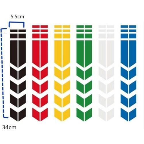 10pcs Motorcycle Reflective Stickers Wheel on Fender Waterproof Safety Warning Arrow Tape Car Decals Motorbike Accessories