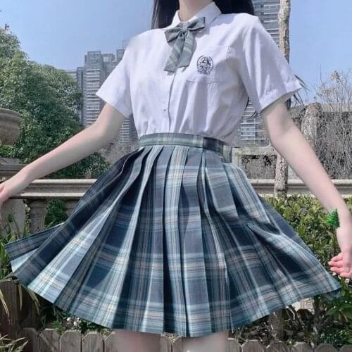 [Letter From The Forest] Girls Womens Japanese Summer High Waist Pleated Plaid Skirts For JK School Uniform Students Clothes