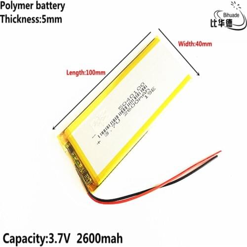Liter energy battery Good Qulity 3.7V,2600mAH,5040100 Polymer lithium ion / Li-ion battery for TOY,POWER BANK,GPS,mp3,mp4