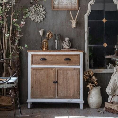 American Retro Distressed Furniture, Solid Wood Entrance Hall Porch Cabinet, Homestay Living Room Bedroom Decoration Storage