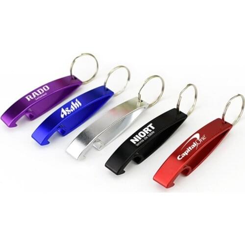 Metal Aluminum Bottle Opener Keychain Custom Logo Promotional Bottle Opener Keyring Business Corporate Gift Free Engraving 50pcs