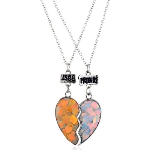 Fashion Couple Heart Shape Pendant Necklace Unisex Lovers Couples Jewelry Birthday Gift