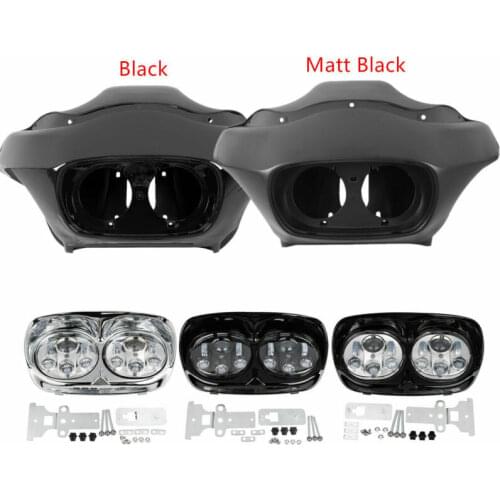 Motorcycle 5.75" Dual LED Headlight Lamp Assembly Kit For Harley Touring Road Glide FLTR 98-13