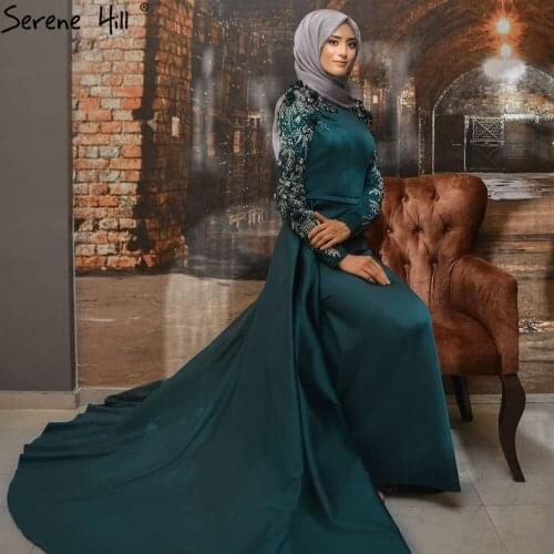 Muslim Green Beading Elegant For Women Wedding Party Night 2021 Detachable Skirt Evening Dresses Gowns BLA71057 Serene Hill