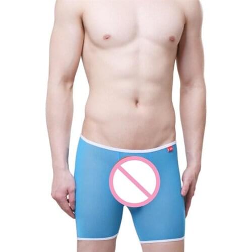 Mens Bikini Boxers Shorts Sexy Mesh Transaprent Panties Trunks Low Waist Male Swim Beachwear Underpants Exotic Lingerie