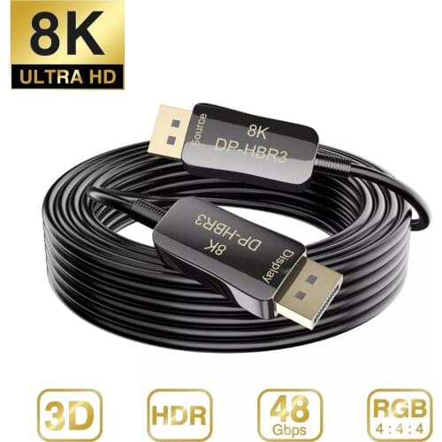 8K UHD DisplayPort 1.4 Optical Cable 8K@60Hz 4K@144Hz HBR3 32.4Gbps 32 bit DP 1.4 AOC Gaming HD Optical Cable