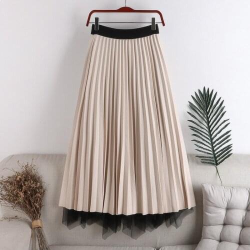 2020 Autumn and winter new high waist was thin and waist Irregular mesh mid length skirt on both sides Skirt Waist Side Skirts