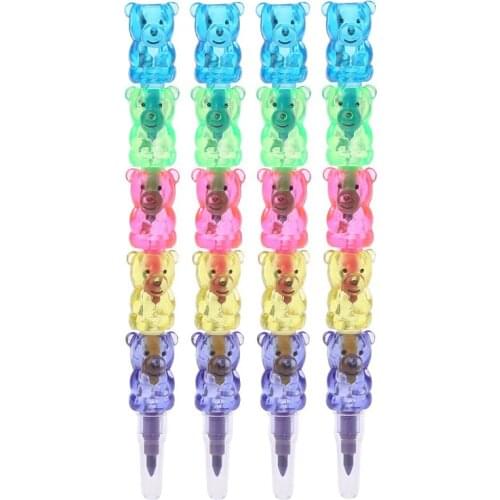 P82A 4Pcs 5 Colors Stacker Swap Cute Snowman crayon For School Children painting Toys