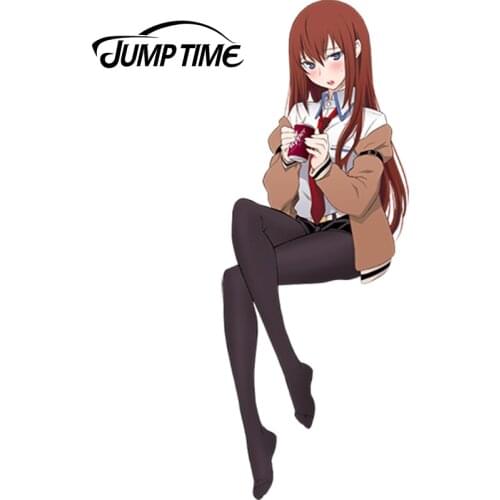 JumpTime 13cm x 4.9cm Sexy Car Sticker Steins Gate Anime Girl Beauty Makise Kurisu Vinyl Decal Waterproof Car Styling