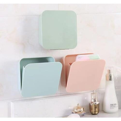 Simple removable sealed storage box wall multi-purpose storage box bathroom wall hanging finishing box sundries storage box