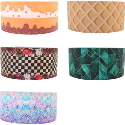Q&N Ribbon 16mm 22mm 25mm 38mm 50mm 75mm Fish Scale Cake Printed 50yard Ribbons Gift Box With Logo DIY /FOE Free Shipping