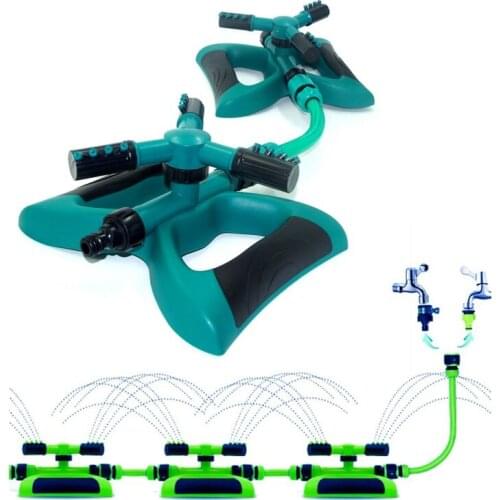 Lawn Sprinkler Automatic 360 Rotating Garden Water Sprinklers Lawn Irrigation Water Sprinkler 3 Nozzles Three Arm Garden Pipe