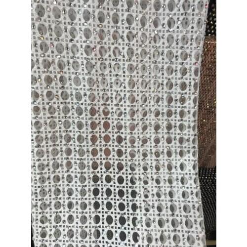 Luxury embroidery tulle mesh lace fabric with rhinstones good quality L-828818 for party dress