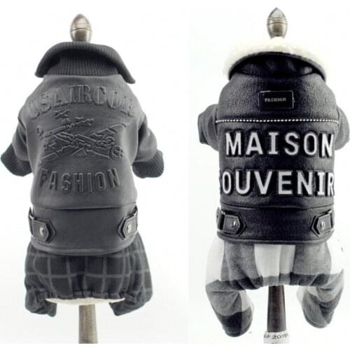 Dog Pet Jumpsuit Faux Leather Teddy Bichon Dog Overalls Luxury Autumn Winter Dog Clothes for Small Pet 2 Style XS S M L XL