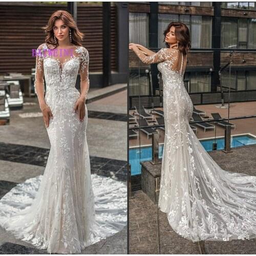 Robe de mariee New arrival Simlple Beading Wedding Dresses 2021 Mermaid Embroidery Appliques Wedding Gowns vestidos de noiva